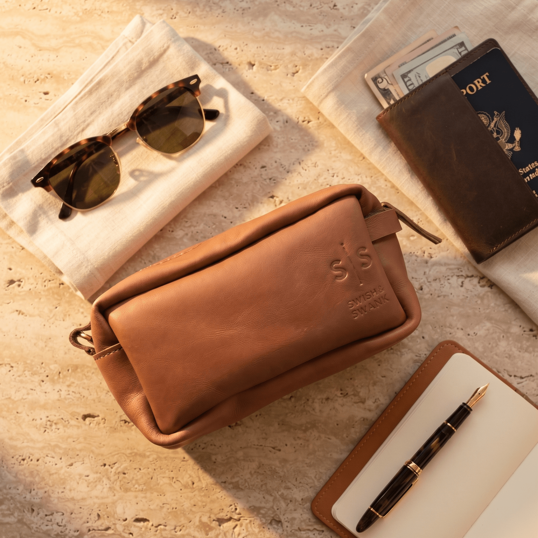 Unisex Genuine Leather Toiletry Bag - SWISH AND SWANK INTERNATIONAL