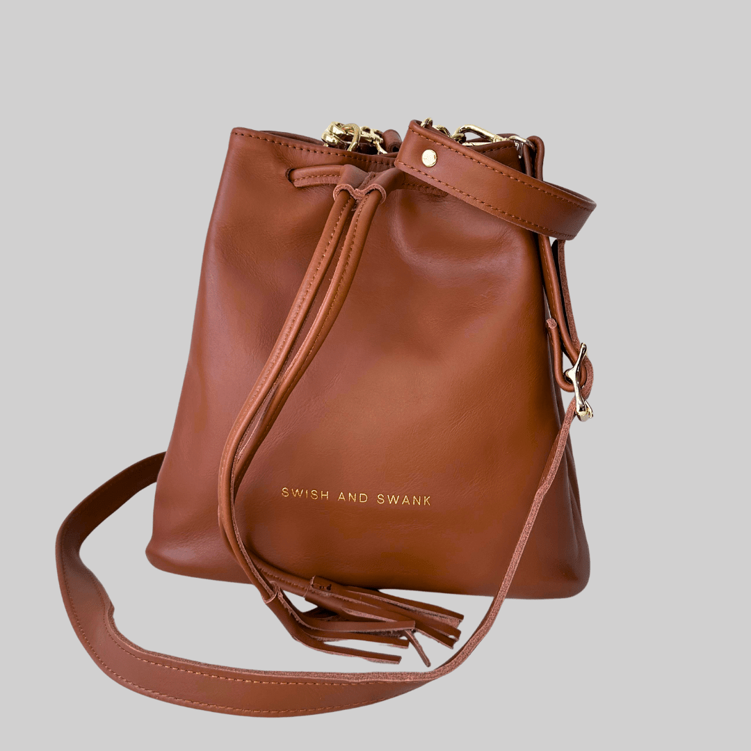 Leather Drawstring Bag | Bucket Bag | Full Grain | Swish & Swank