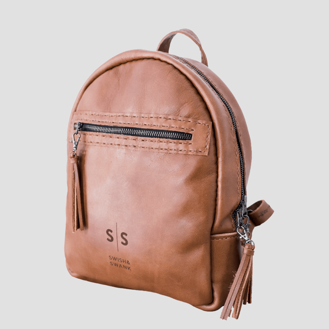 alpine swiss womens genuine leather gila backpack purse Warm Tan