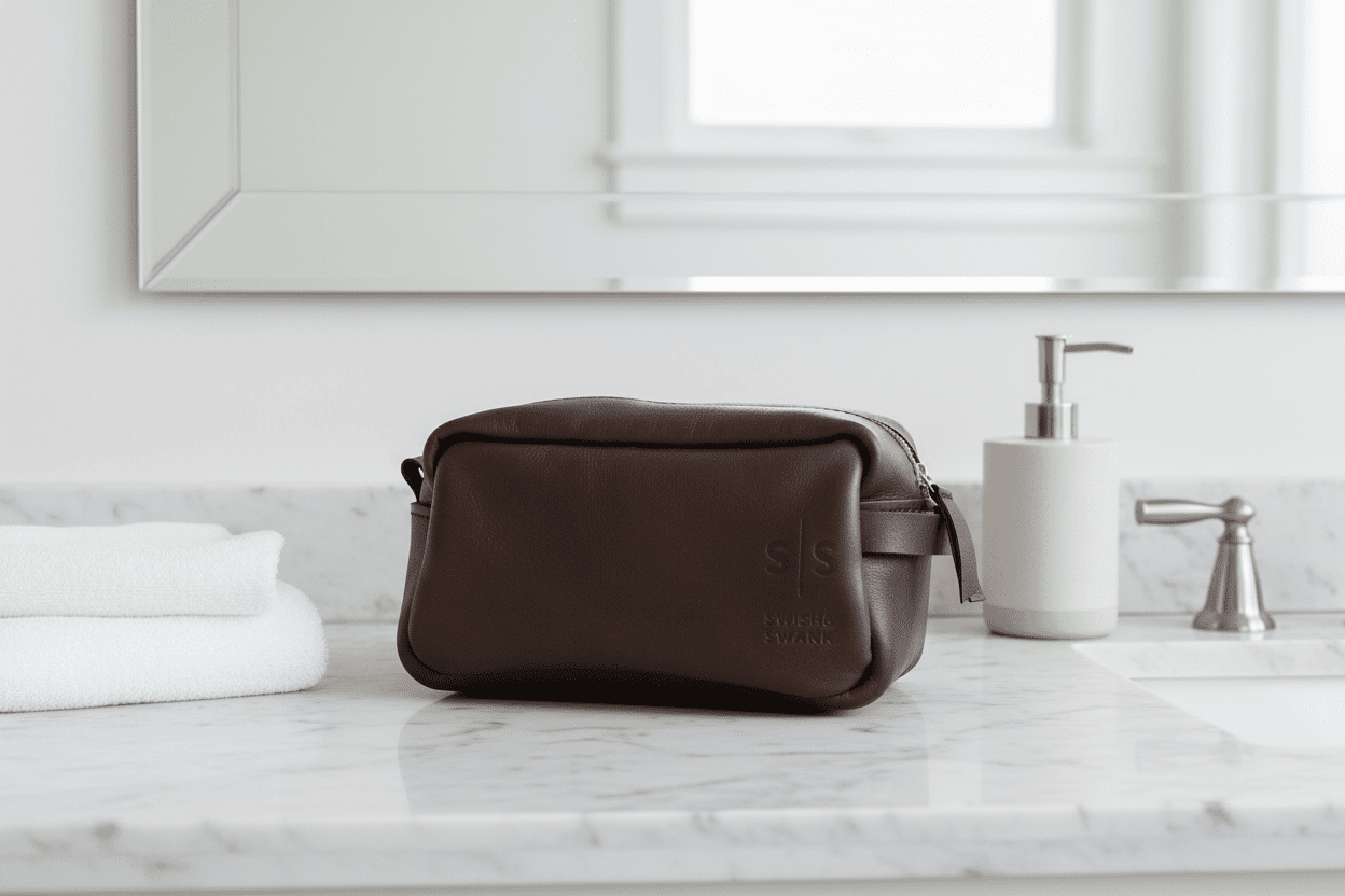 Unisex Genuine Leather Toiletry Bag - SWISH AND SWANK INTERNATIONAL