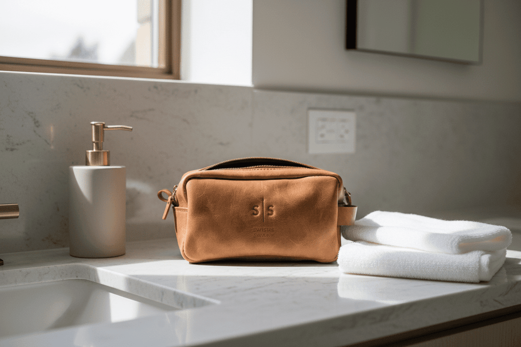 Unisex Genuine Leather Toiletry Bag - SWISH AND SWANK INTERNATIONAL