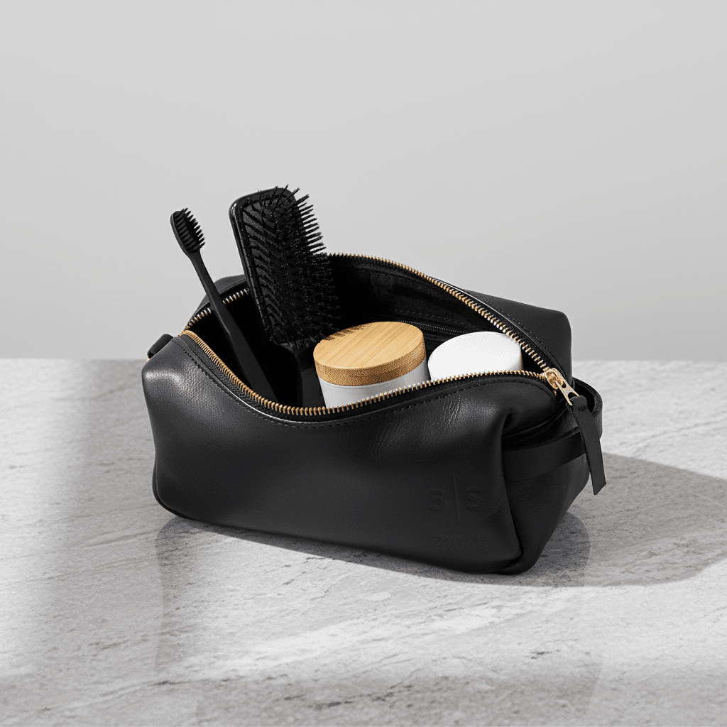 Unisex Genuine Leather Toiletry Bag - SWISH AND SWANK INTERNATIONAL